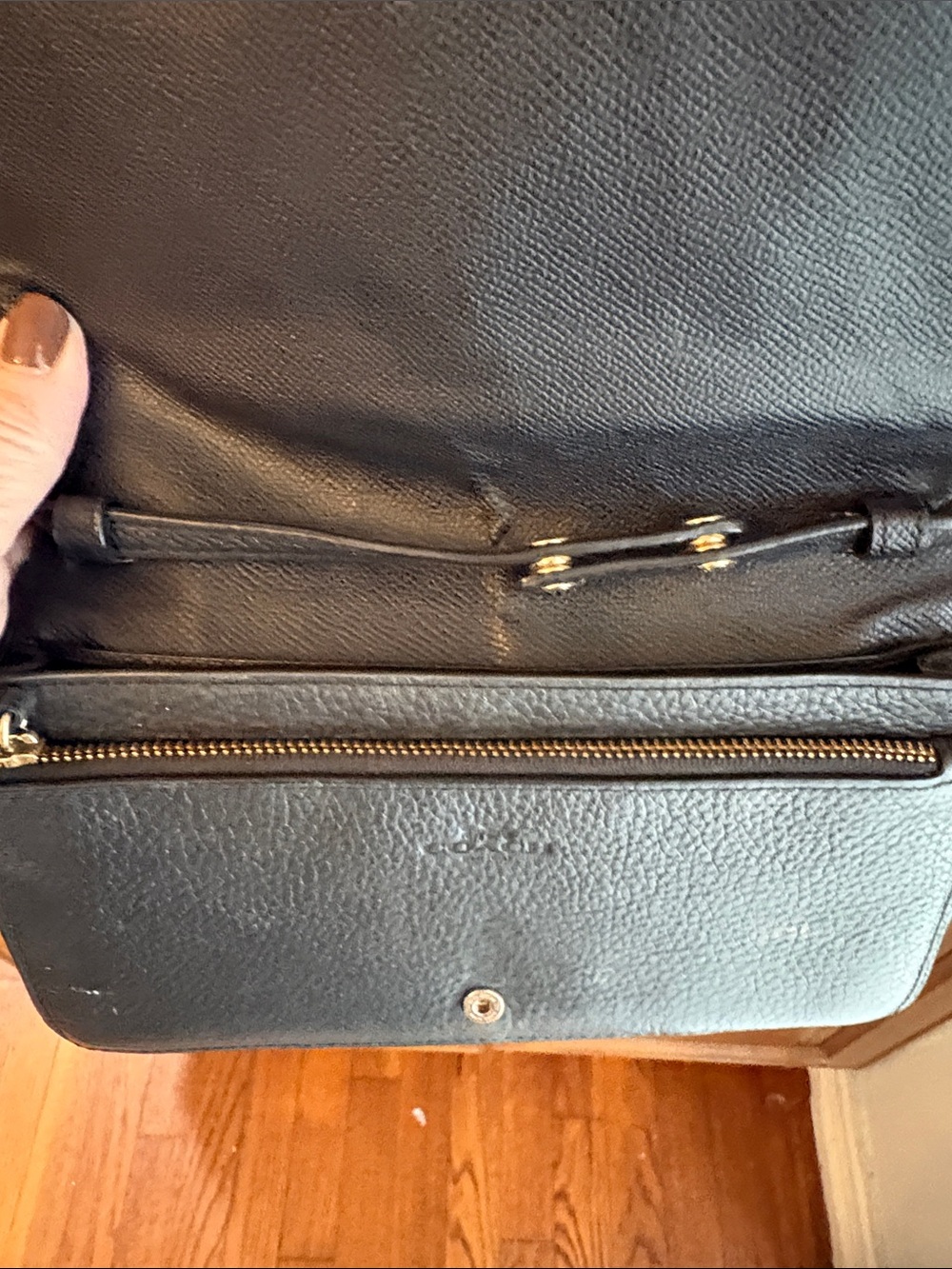 Coach Black Pebbled Leather Crossbody Wallet - Picture 5 of 10